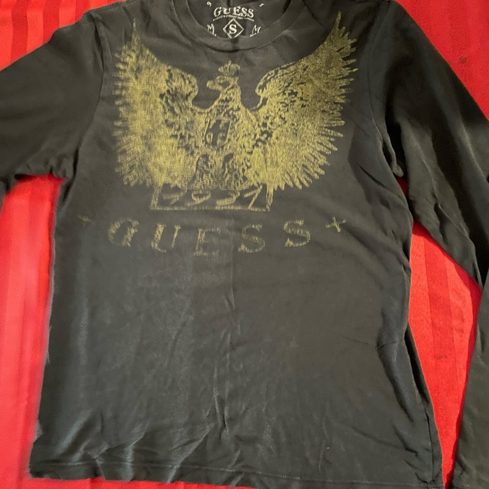 GUESS Black and Gold Long Sleeve Tee for Kids